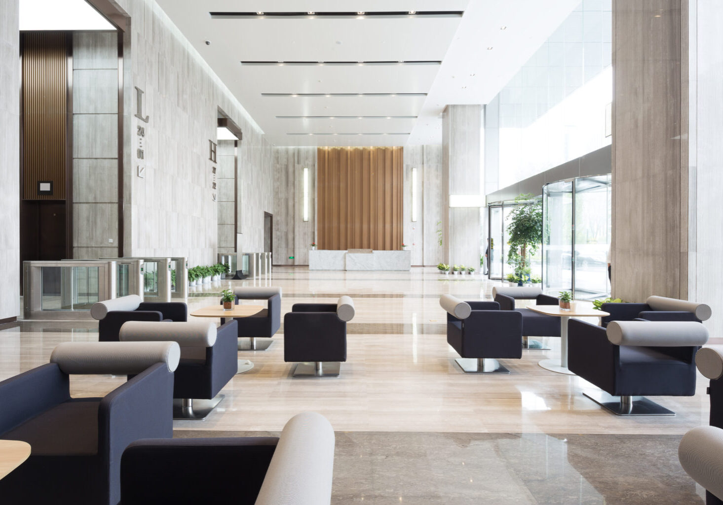 interior of modern entrance hall in modern office building